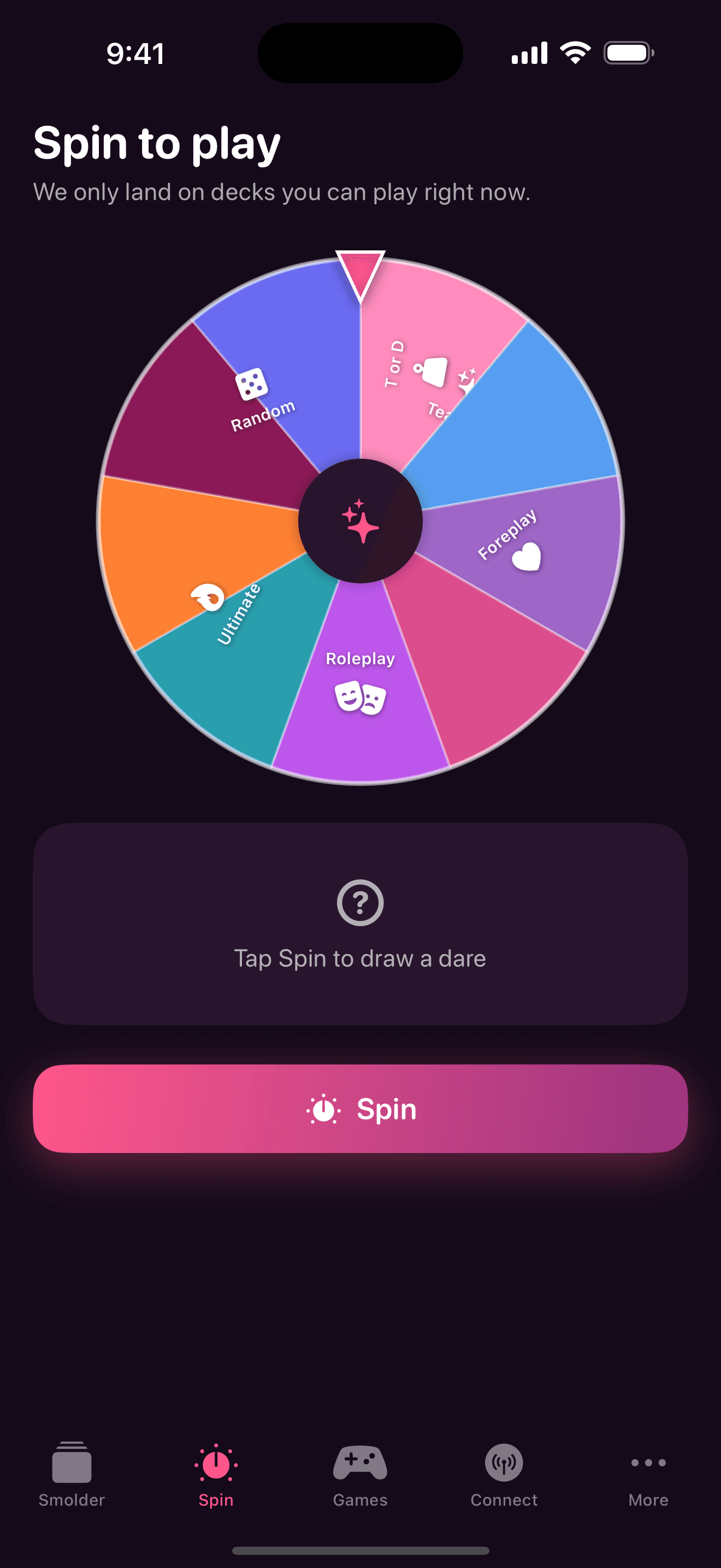 Spin wheel screen